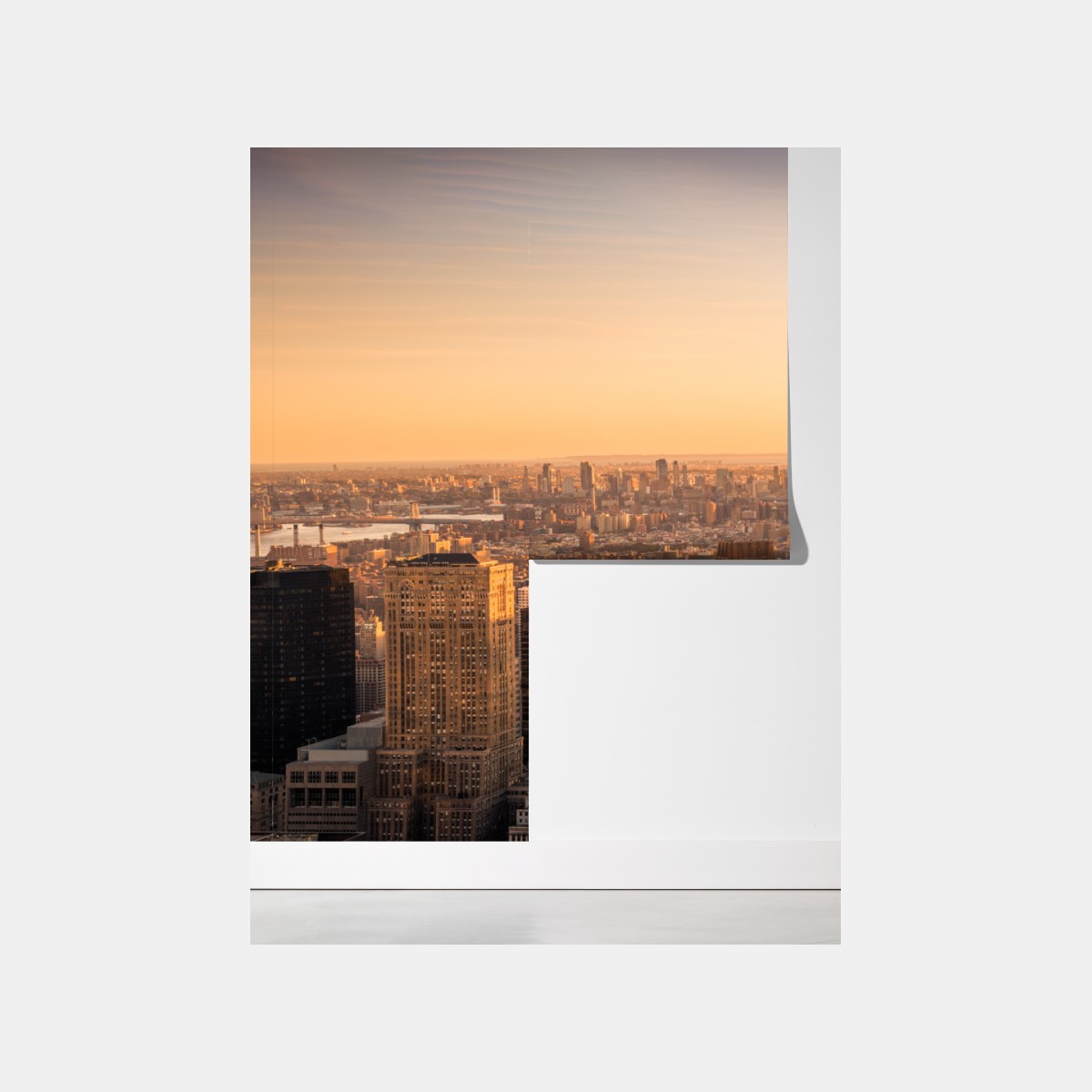 Fototapeta złoty zachód nad panoramą Nowego Jorku – Wallissimo® Fototapeta złoty zachód nad panoramą Nowego Jorku – Wallissimo®