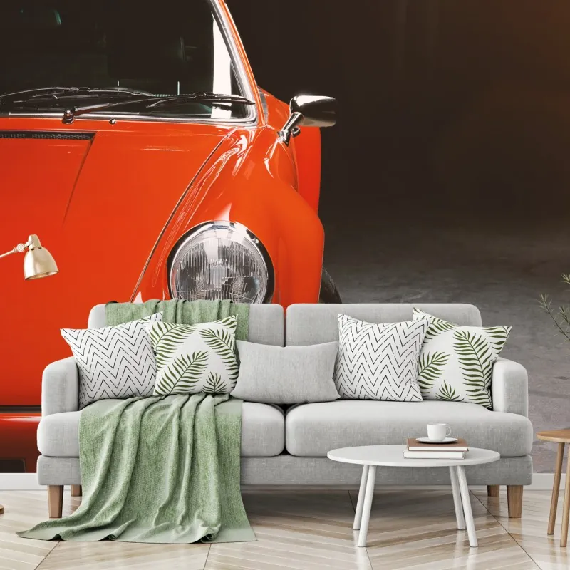 Wall mural red vintage sports car close-up