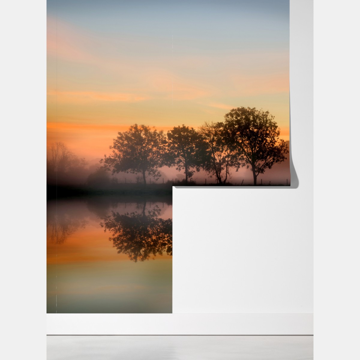 Fototapeta mglisty jesienny wschód słońca nad Angielską wsią – Wallissimo® Fototapeta mglisty jesienny wschód słońca nad Angielską wsią – Wallissimo®