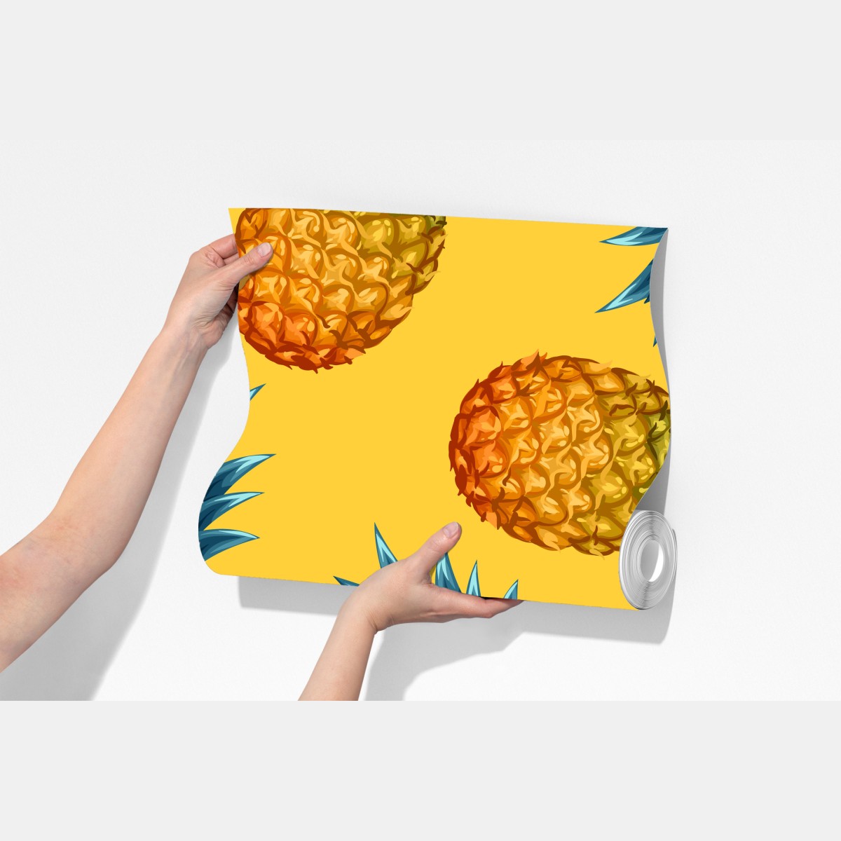 Fototapeta tropikalny wzór z ananasami na żółtym tle – Wallissimo® Fototapeta tropikalny wzór z ananasami na żółtym tle – Wallissimo®