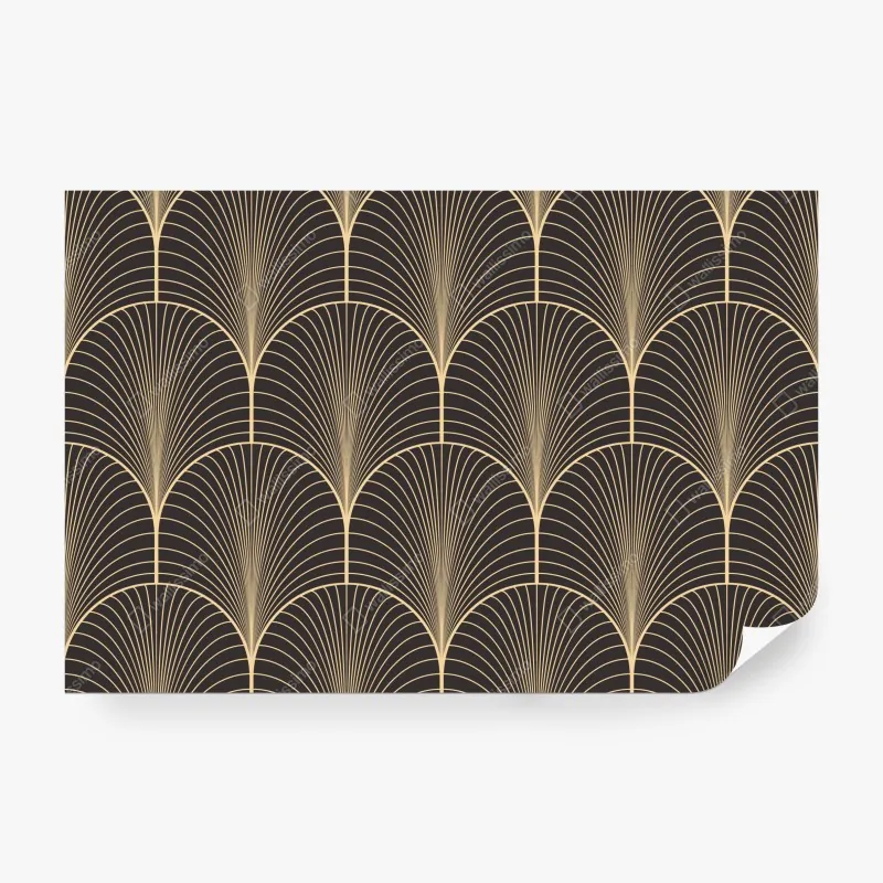 Wall mural art deco gold fan pattern