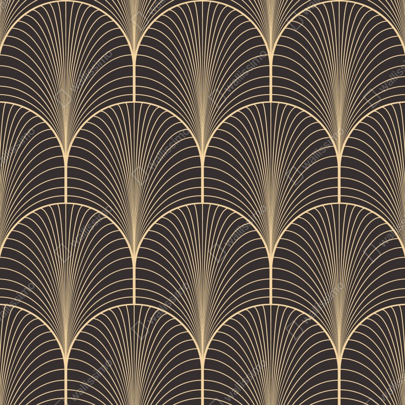 Fototapeta art deco złoty wzór wachlarza – Wallissimo® Fototapeta art deco złoty wzór wachlarza – Wallissimo®