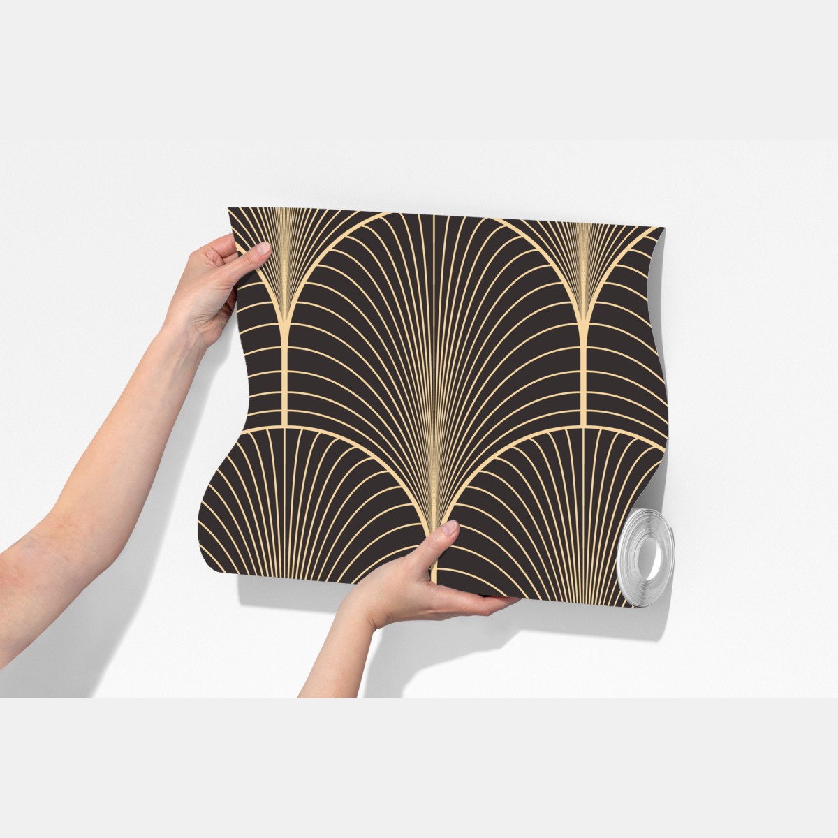 Fototapeta art deco złoty wzór wachlarza – Wallissimo® Fototapeta art deco złoty wzór wachlarza – Wallissimo®