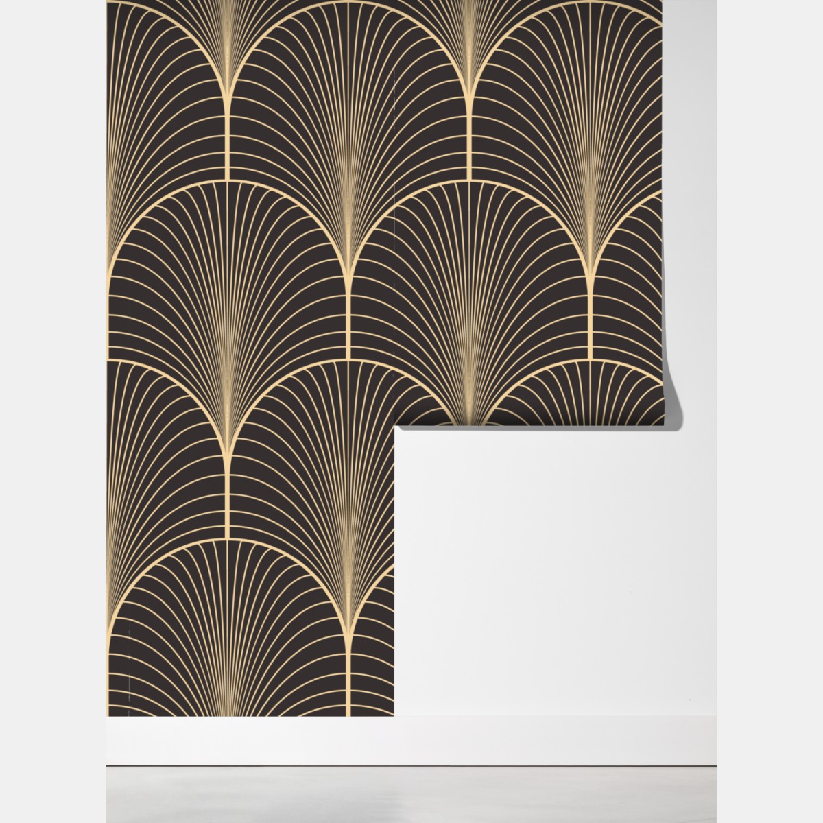 Fototapeta art deco złoty wzór wachlarza – Wallissimo® Fototapeta art deco złoty wzór wachlarza – Wallissimo®