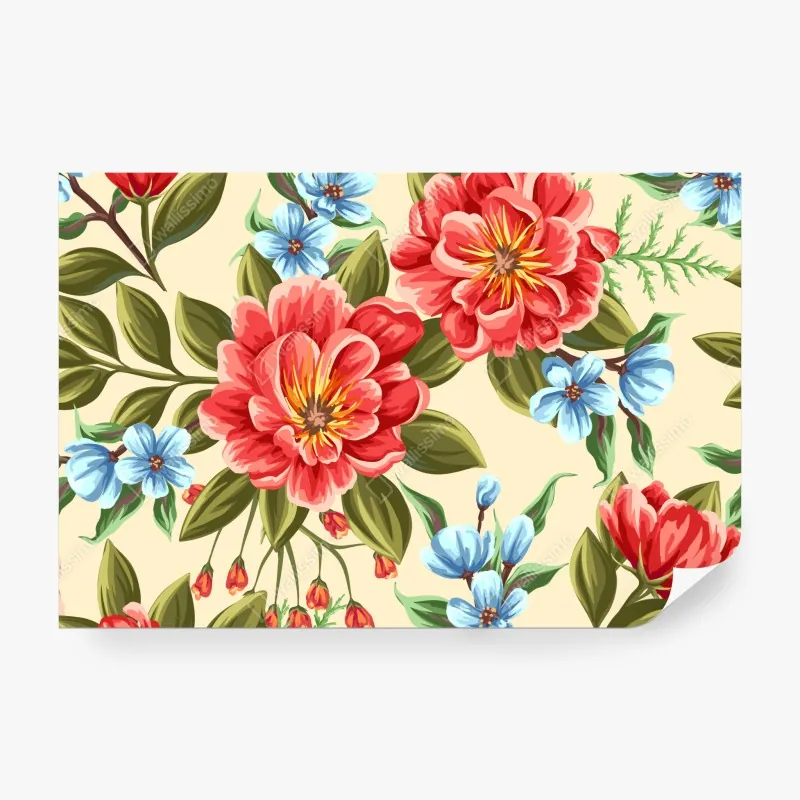 Wall mural vibrant watercolor floral pattern