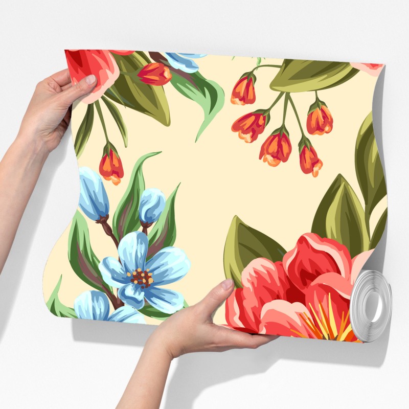 Fototapeta intensywny akwarelowy wzór kwiatowy – Wallissimo® Fototapeta intensywny akwarelowy wzór kwiatowy – Wallissimo®