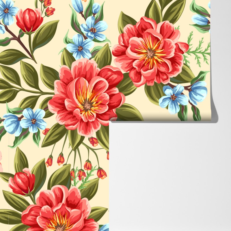 Fototapeta intensywny akwarelowy wzór kwiatowy – Wallissimo® Fototapeta intensywny akwarelowy wzór kwiatowy – Wallissimo®