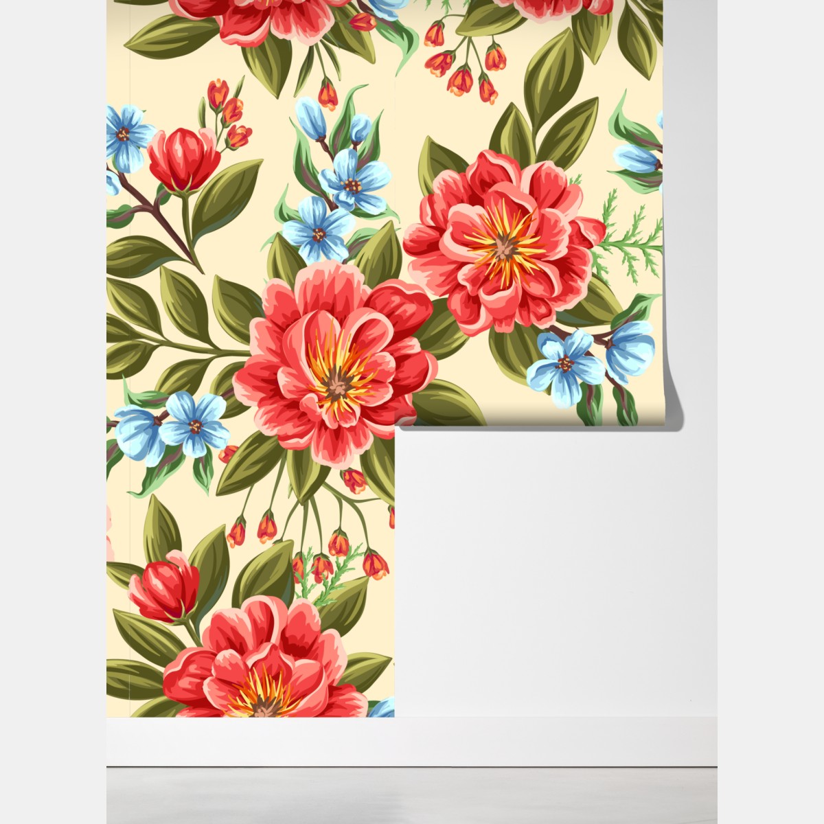 Fototapeta intensywny akwarelowy wzór kwiatowy – Wallissimo® Fototapeta intensywny akwarelowy wzór kwiatowy – Wallissimo®