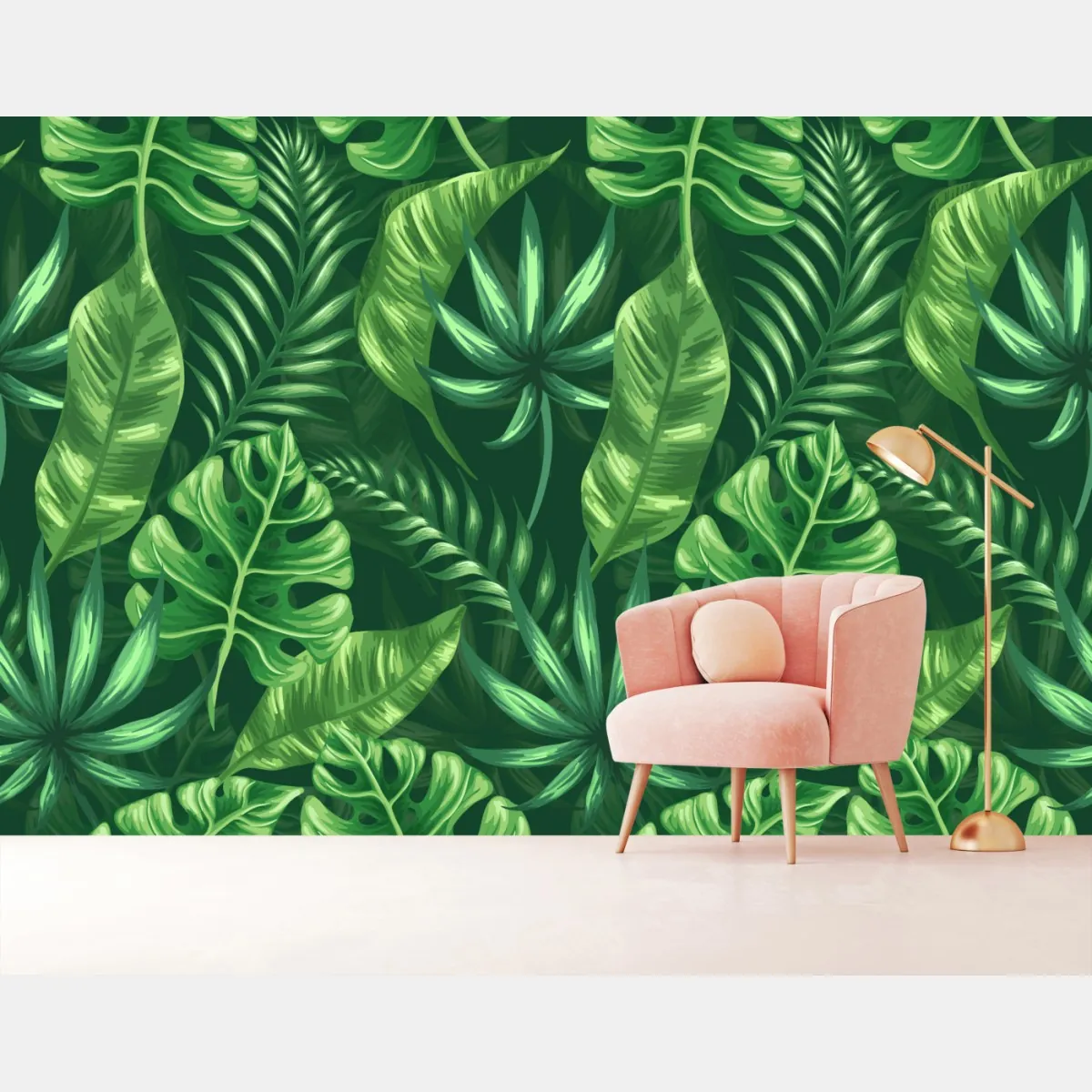 Fototapeta tropikalny wzór z liśćmi monstery – Wallissimo® Fototapeta tropikalny wzór z liśćmi monstery – Wallissimo®