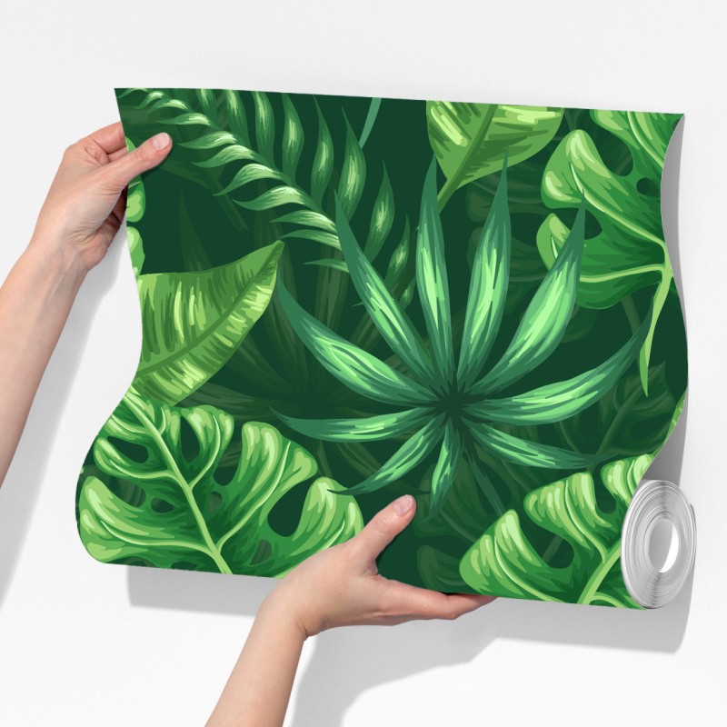 Fototapeta tropikalny wzór z liśćmi monstery – Wallissimo® Fototapeta tropikalny wzór z liśćmi monstery – Wallissimo®