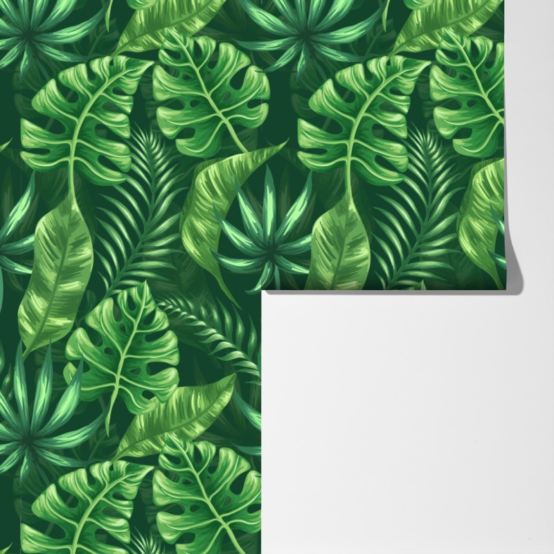 Fototapeta tropikalny wzór z liśćmi monstery – Wallissimo® Fototapeta tropikalny wzór z liśćmi monstery – Wallissimo®