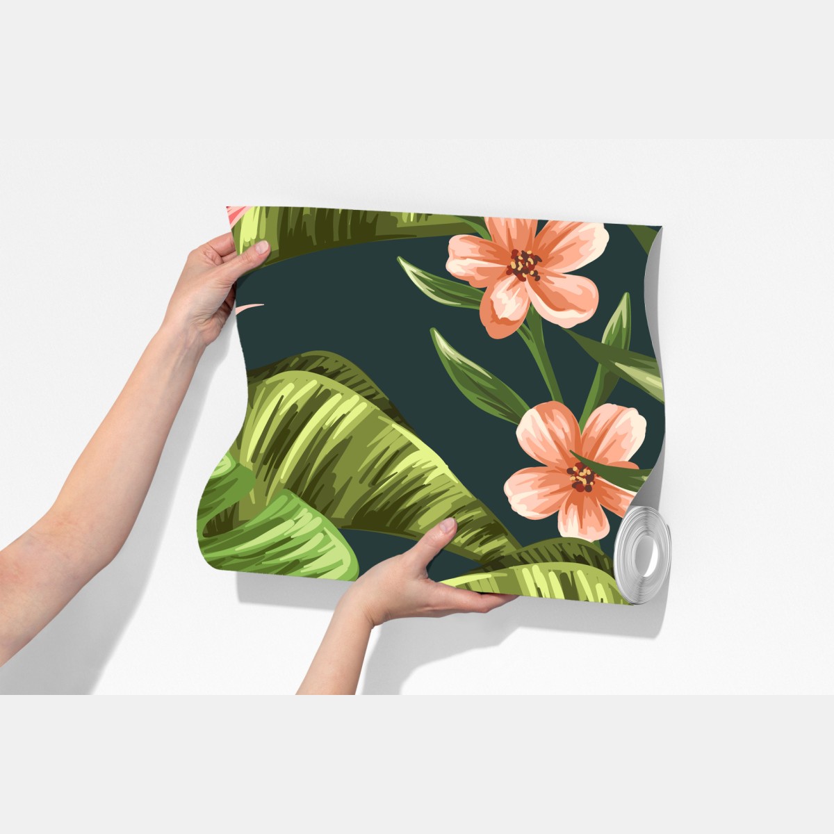 Fototapeta tropikalny wzór hibiskusa i plumerii – Wallissimo® Fototapeta tropikalny wzór hibiskusa i plumerii – Wallissimo®