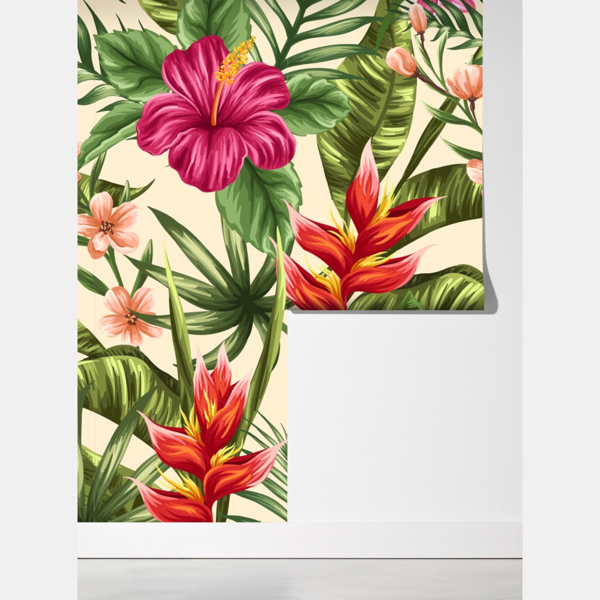 Fototapeta tropikalny wzór kwiatowy z hibiskusem i plumerią – Wallissimo® Fototapeta tropikalny wzór kwiatowy z hibiskusem i plumerią – Wallissimo®