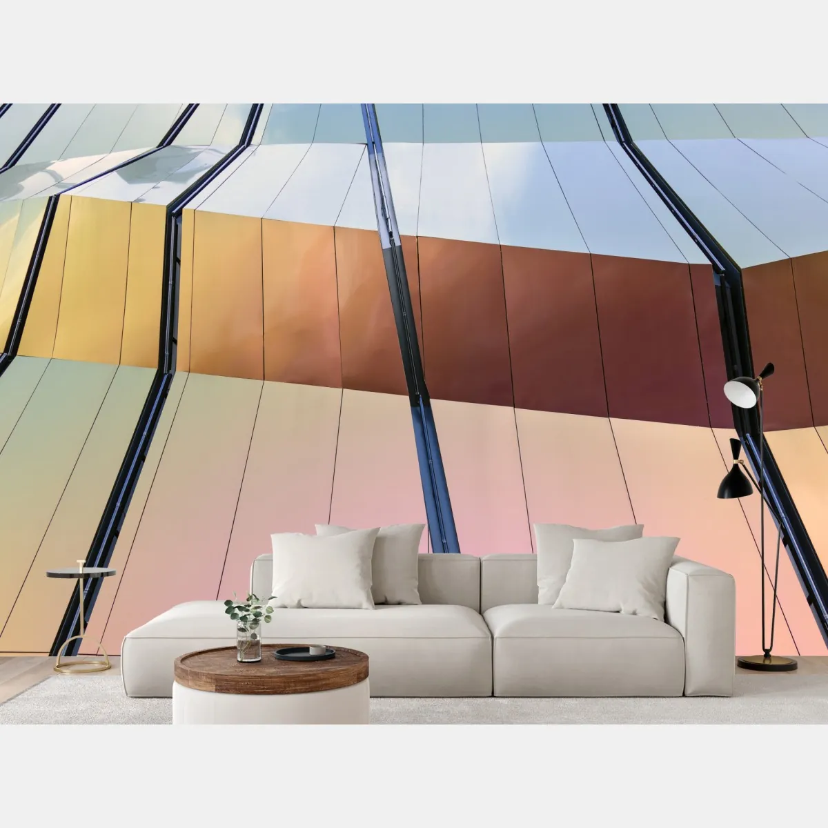 Fototapeta iryzująca nowoczesna fasada z paneli – Wallissimo® Fototapeta iryzująca nowoczesna fasada z paneli – Wallissimo®