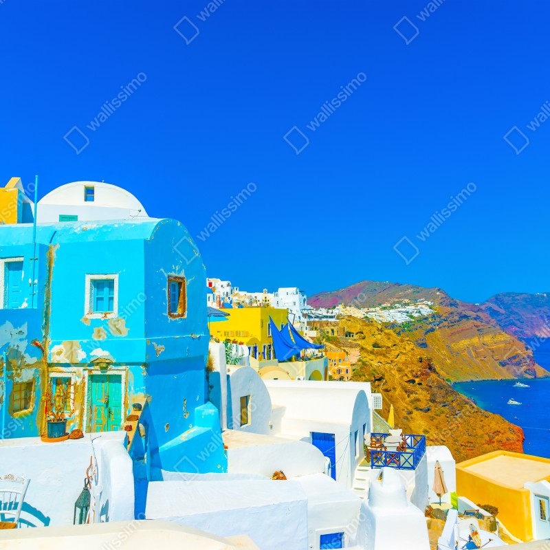 Fototapeta słoneczny widok na Oia, Santorini – Wallissimo® Fototapeta słoneczny widok na Oia, Santorini – Wallissimo®