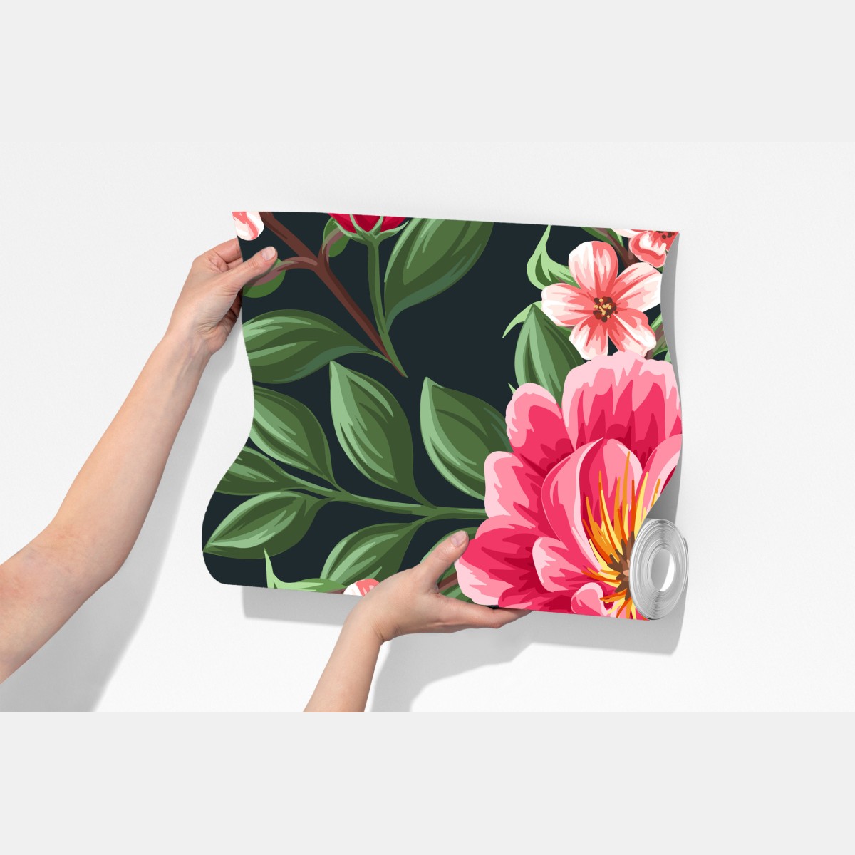 Fototapeta różowy wzór kwiatowy w stylu akwareli na ciemnym tle – Wallissimo® Fototapeta różowy wzór kwiatowy w stylu akwareli na ciemnym tle – Wallissimo®