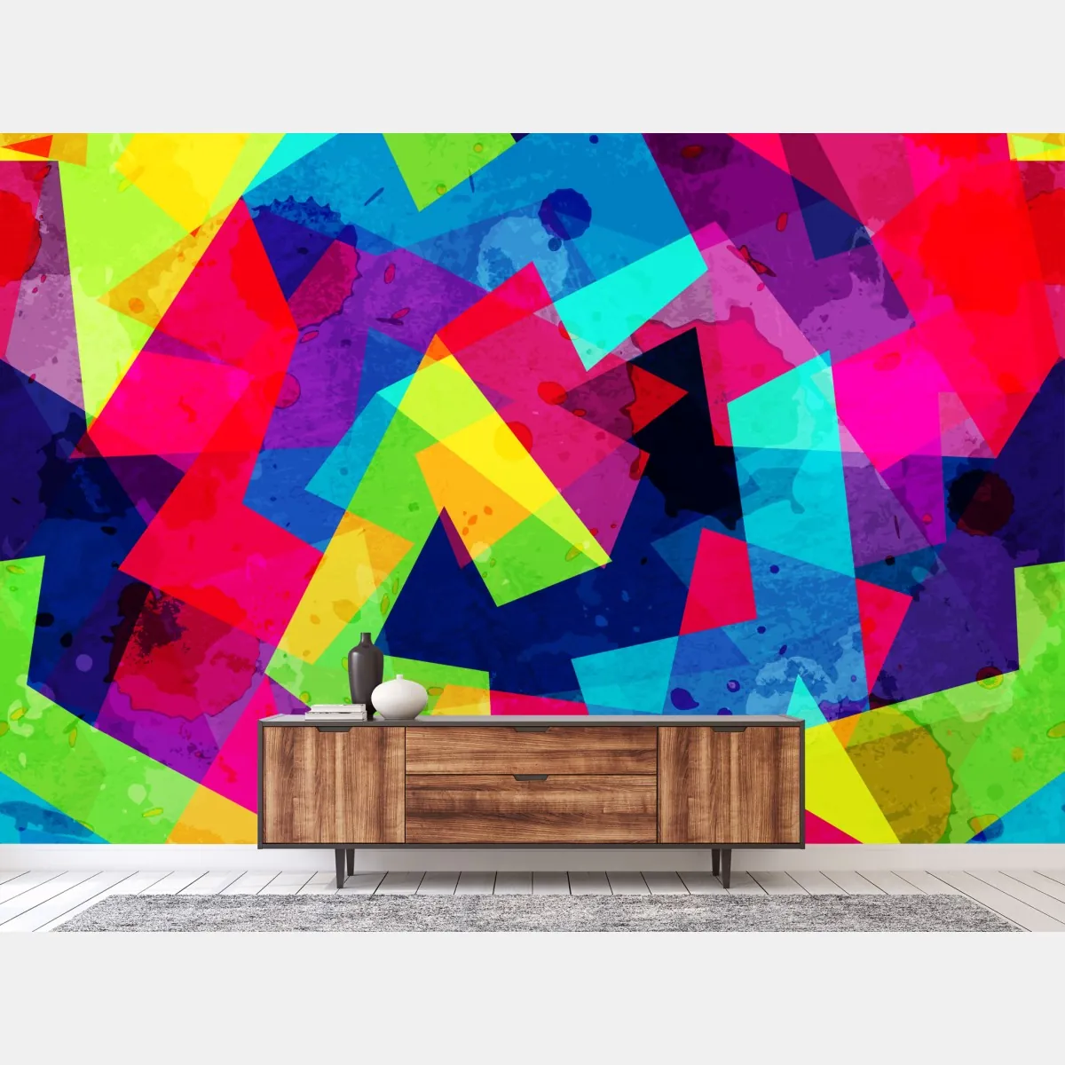 Fototapeta żywy geometryczny akwarelowy kolaż – Wallissimo® Fototapeta żywy geometryczny akwarelowy kolaż – Wallissimo®