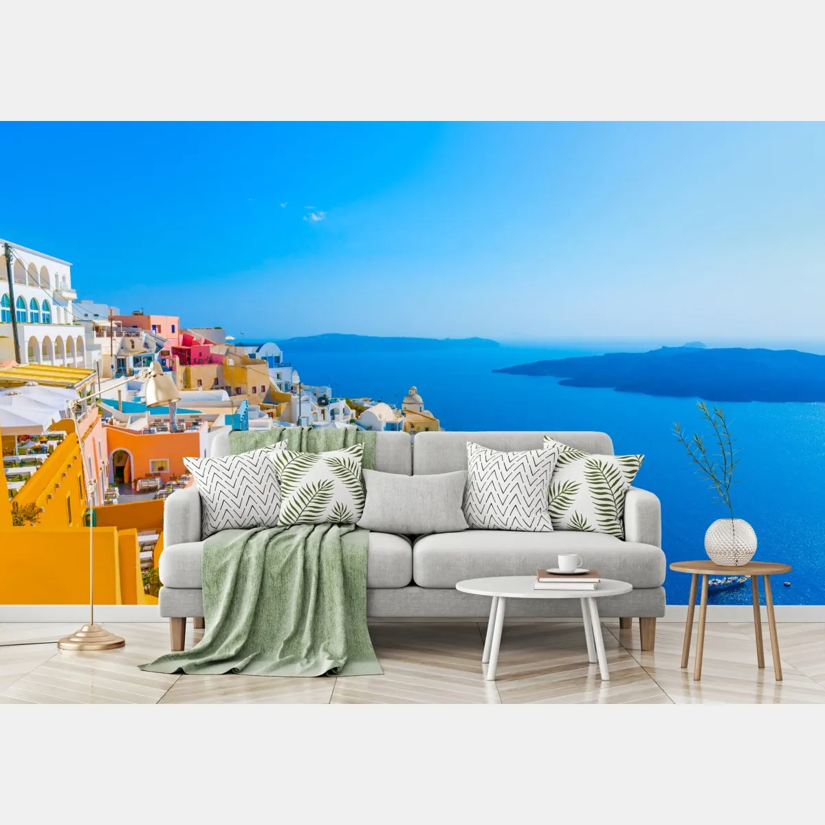 Fototapeta słoneczny widok na kalderę Santorini – Wallissimo® Fototapeta słoneczny widok na kalderę Santorini – Wallissimo®