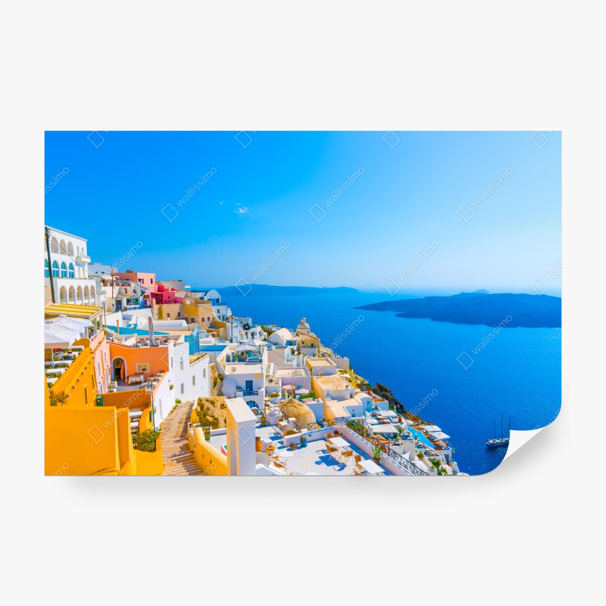Fototapeta słoneczny widok na kalderę Santorini – Wallissimo® Fototapeta słoneczny widok na kalderę Santorini – Wallissimo®