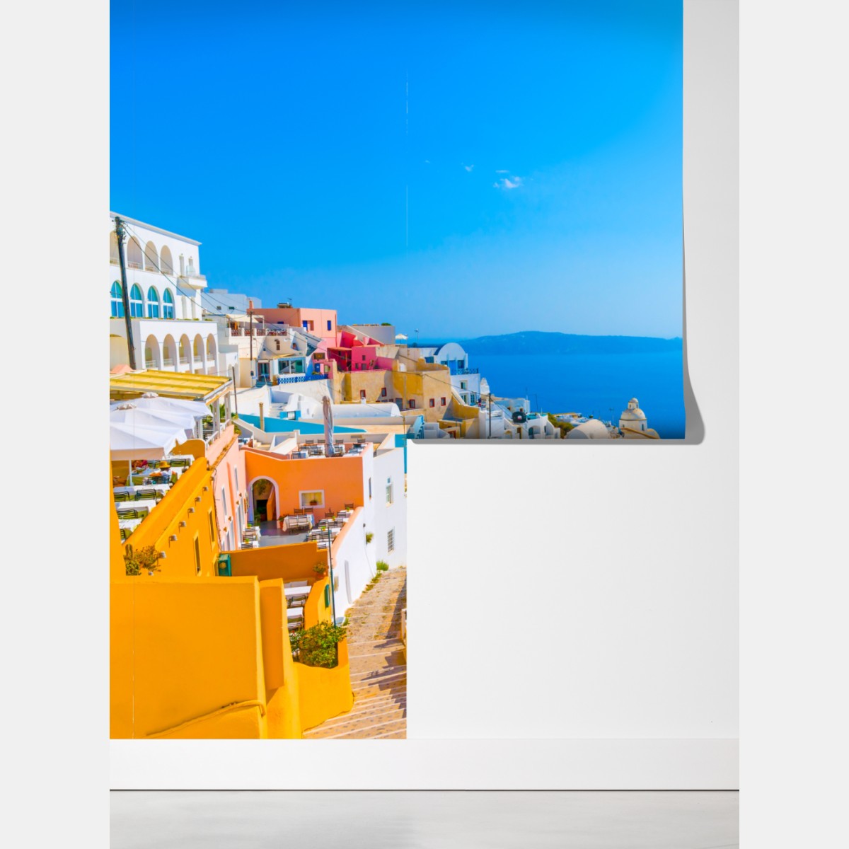 Fototapeta słoneczny widok na kalderę Santorini – Wallissimo® Fototapeta słoneczny widok na kalderę Santorini – Wallissimo®