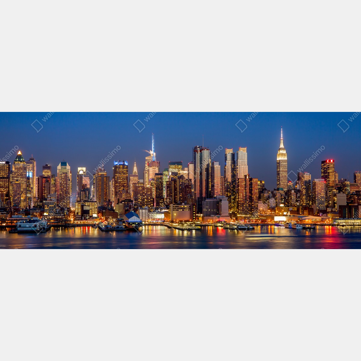 Fototapeta panorama Nowego Jorku o zmierzchu – Wallissimo® Fototapeta panorama Nowego Jorku o zmierzchu – Wallissimo®