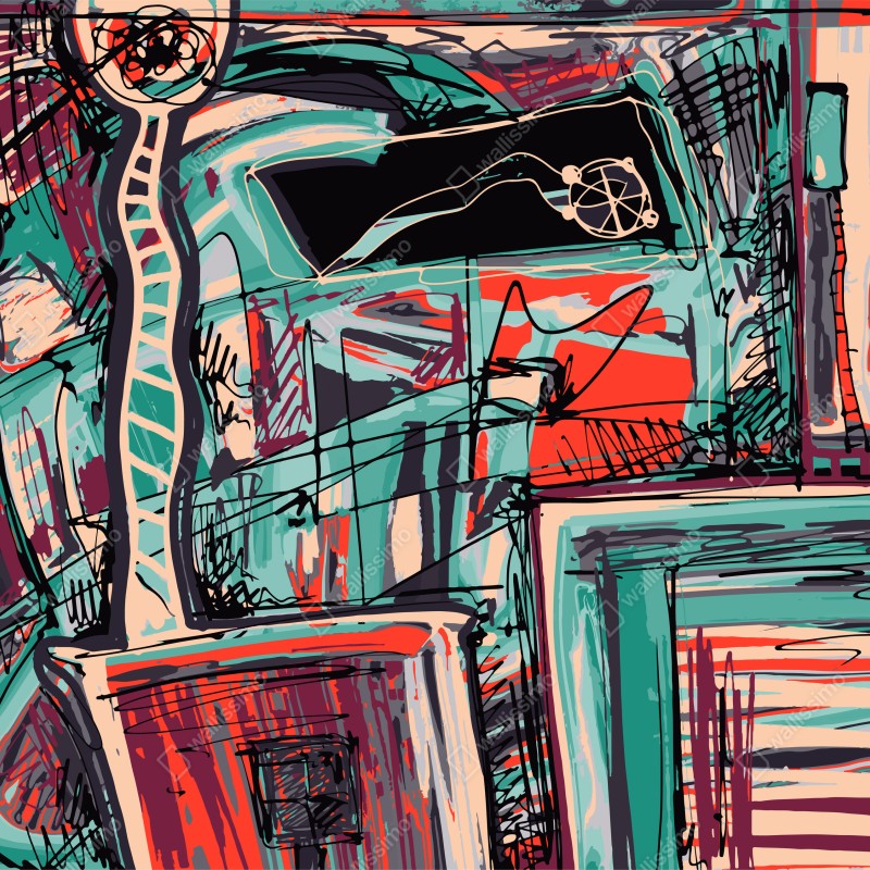 Fototapeta turkusowo-koralowa abstrakcyjna kompozycja – Wallissimo® Fototapeta turkusowo-koralowa abstrakcyjna kompozycja – Wallissimo®