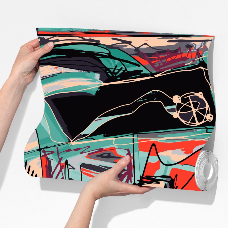 Fototapeta turkusowo-koralowa abstrakcyjna kompozycja – Wallissimo® Fototapeta turkusowo-koralowa abstrakcyjna kompozycja – Wallissimo®