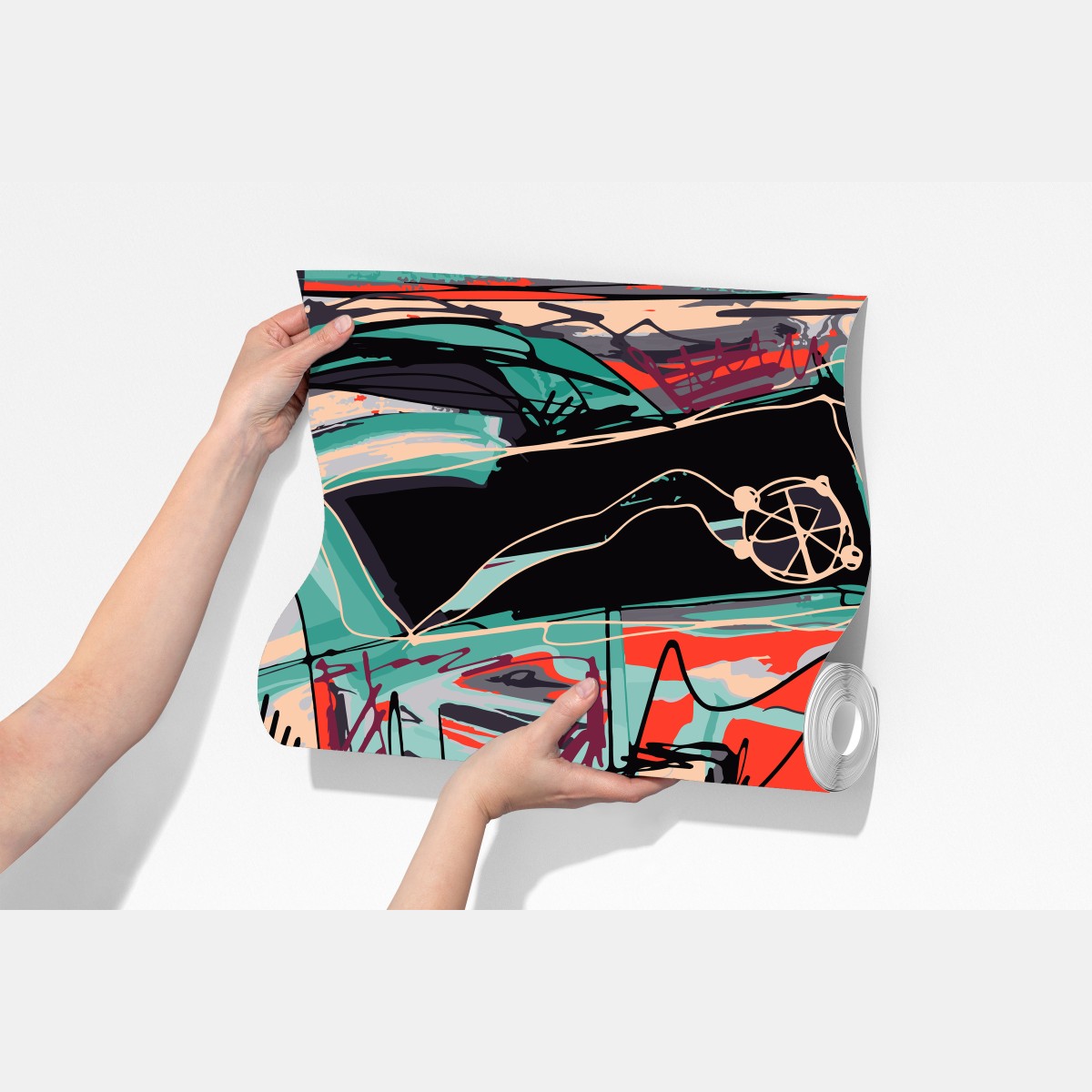 Fototapeta turkusowo-koralowa abstrakcyjna kompozycja – Wallissimo® Fototapeta turkusowo-koralowa abstrakcyjna kompozycja – Wallissimo®