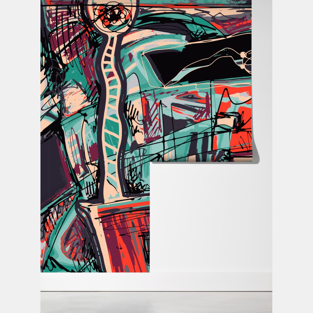 Fototapeta turkusowo-koralowa abstrakcyjna kompozycja – Wallissimo® Fototapeta turkusowo-koralowa abstrakcyjna kompozycja – Wallissimo®