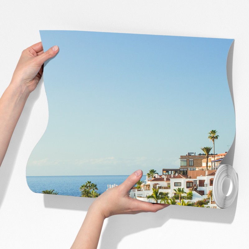 Fototapeta słoneczna panorama nadmorskiego miasteczka – Wallissimo® Fototapeta słoneczna panorama nadmorskiego miasteczka – Wallissimo®