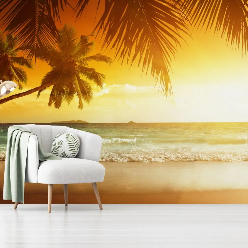 Fototapeta złoty zachód słońca na Karaibach – Wallissimo® Fototapeta złoty zachód słońca na Karaibach – Wallissimo®