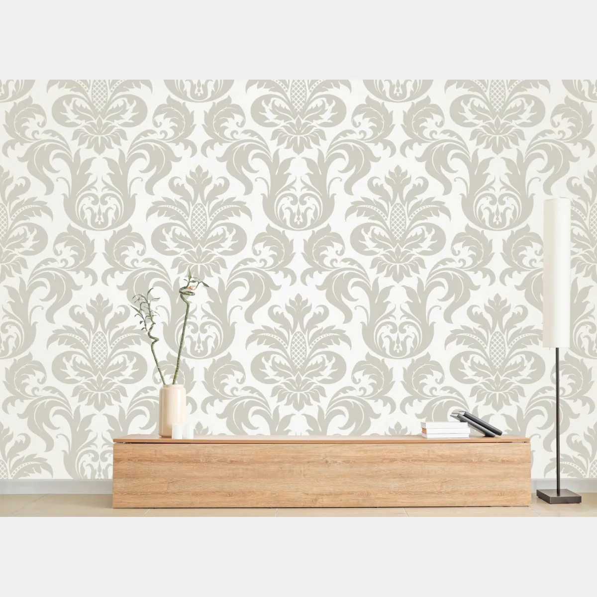 Fototapeta elegancki beżowy wzór damask – Wallissimo® Fototapeta elegancki beżowy wzór damask – Wallissimo®