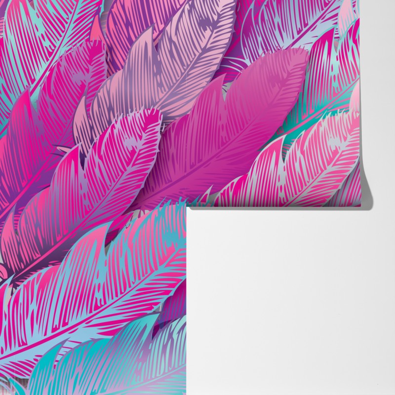 Fototapeta iryzujący różowy wzór piór – Wallissimo® Fototapeta iryzujący różowy wzór piór – Wallissimo®
