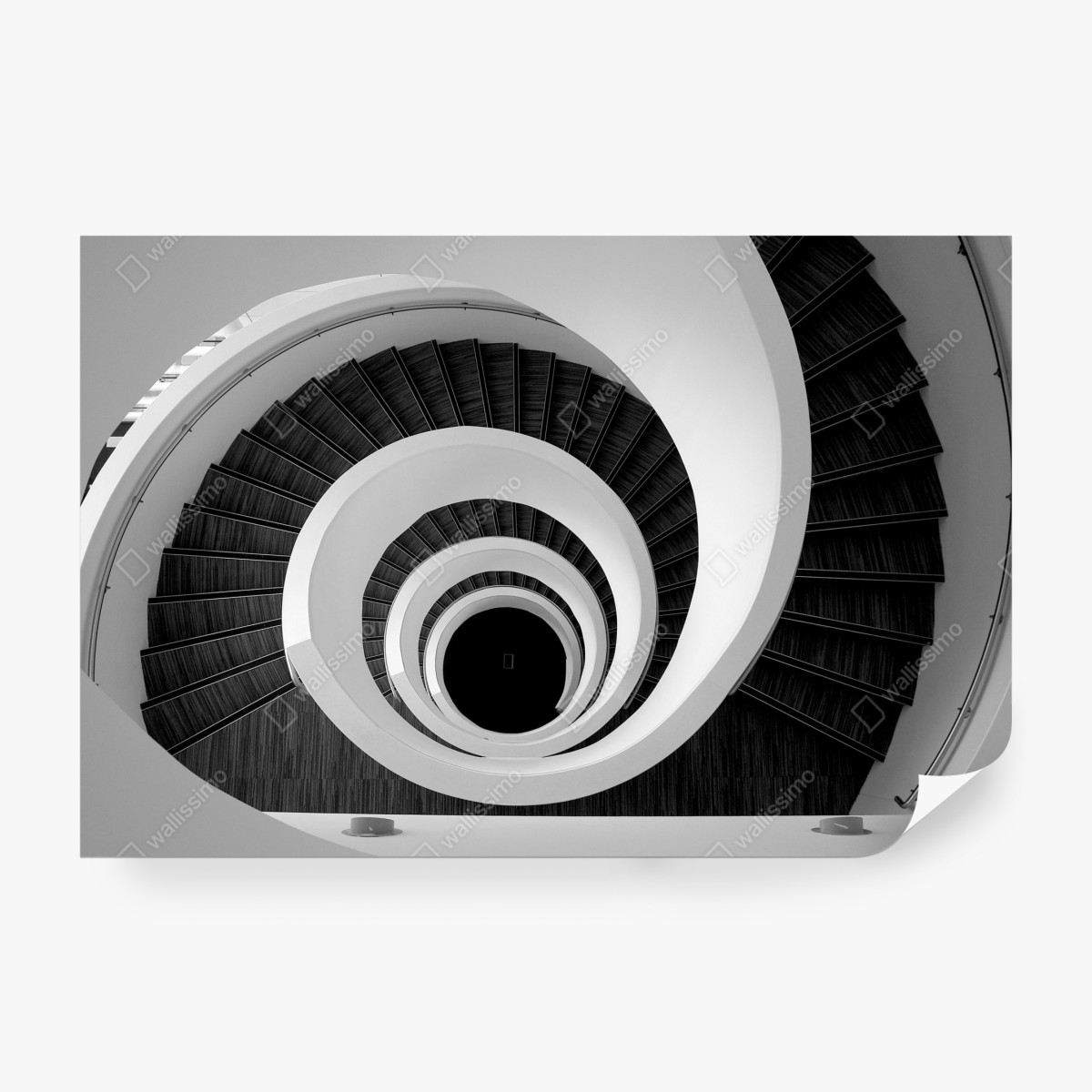Fototapeta spiralne schody w monochromie – Wallissimo® Fototapeta spiralne schody w monochromie – Wallissimo®