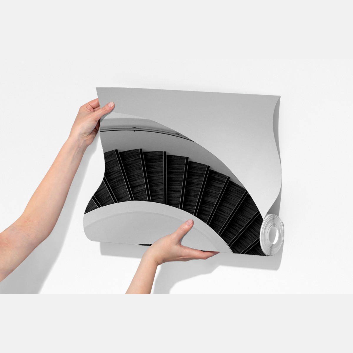 Fototapeta spiralne schody w monochromie – Wallissimo® Fototapeta spiralne schody w monochromie – Wallissimo®