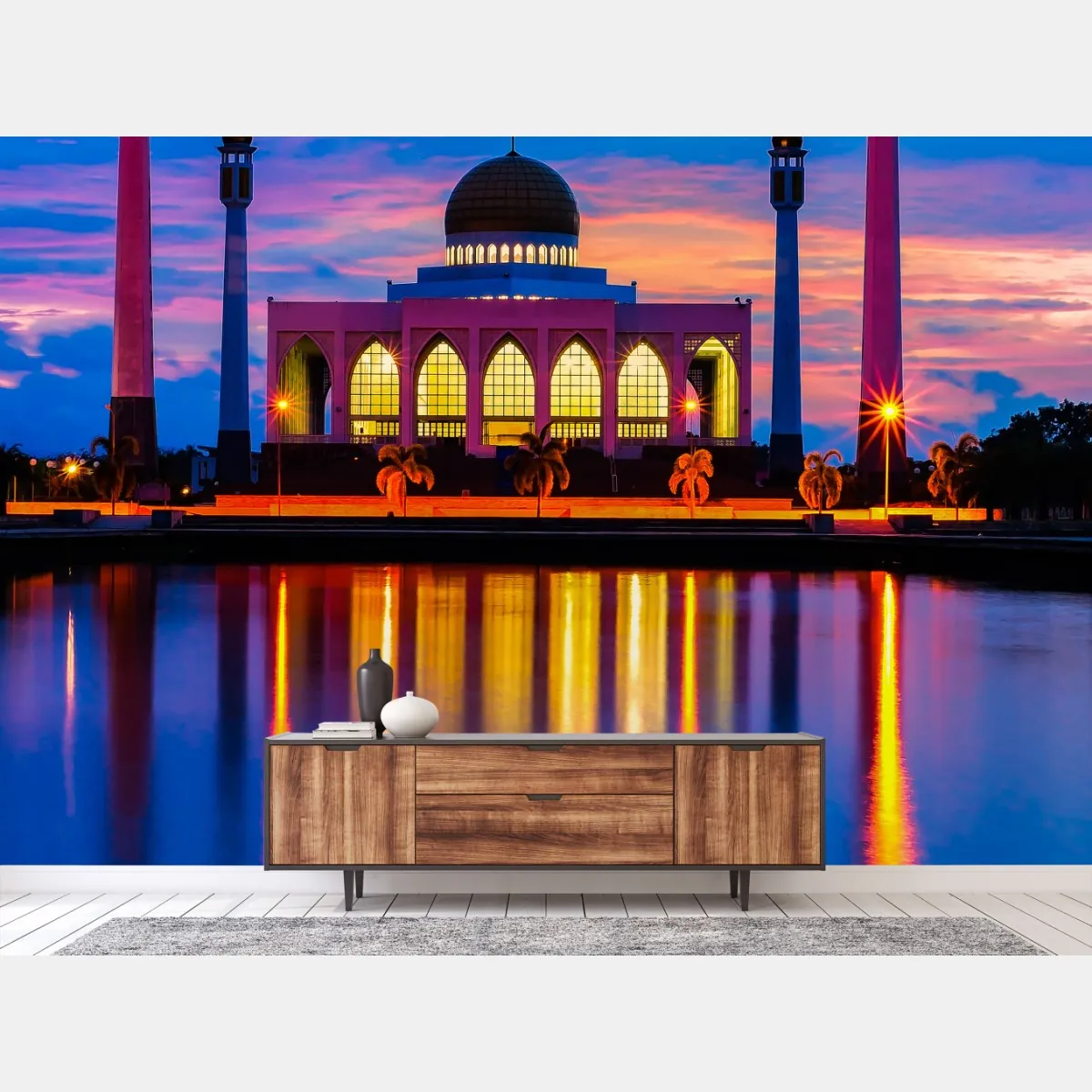 Fototapeta zachód słońca przy meczecie w Songkhla – Wallissimo® Fototapeta zachód słońca przy meczecie w Songkhla – Wallissimo®