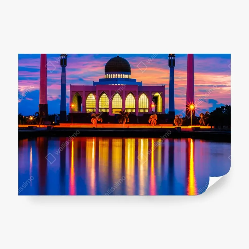Wall mural sunset at Central Mosque, Songkhla