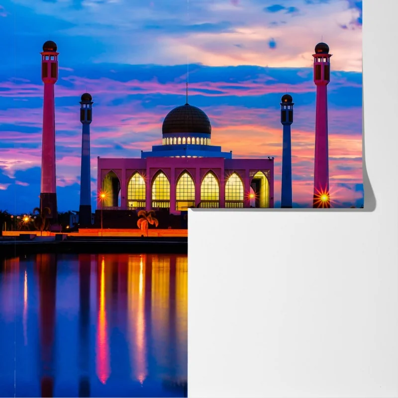 Fototapeta zachód słońca przy meczecie w Songkhla – Wallissimo® Fototapeta zachód słońca przy meczecie w Songkhla – Wallissimo®