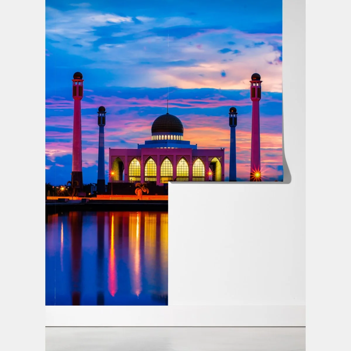 Fototapeta zachód słońca przy meczecie w Songkhla – Wallissimo® Fototapeta zachód słońca przy meczecie w Songkhla – Wallissimo®