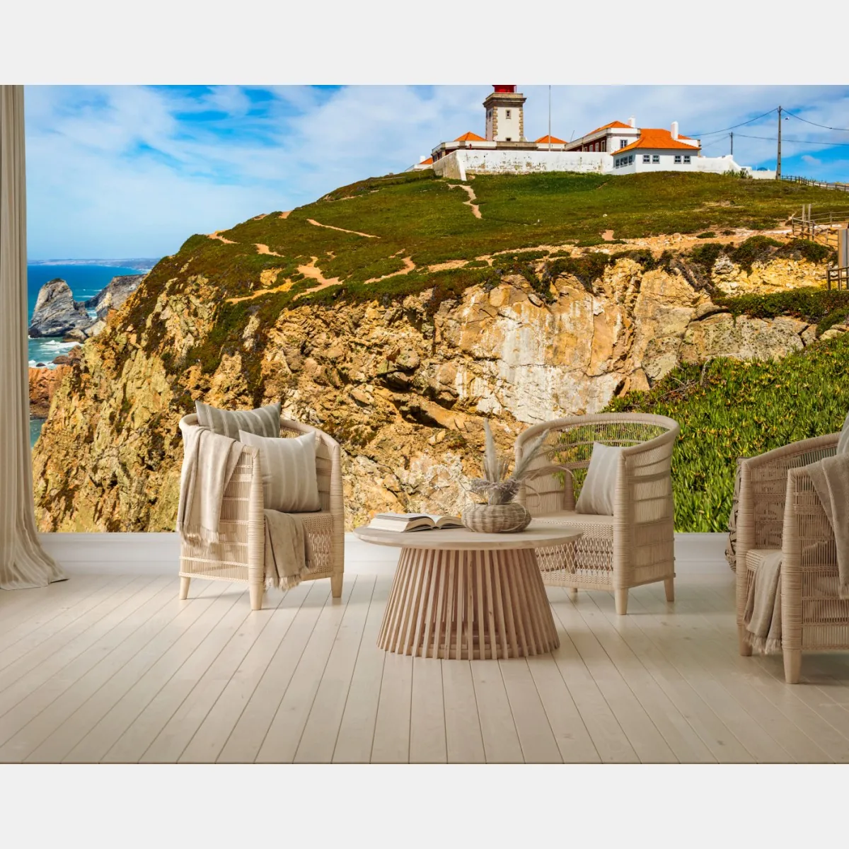 Fototapeta latarnia morska na klifach Cabo da Roca – Wallissimo® Fototapeta latarnia morska na klifach Cabo da Roca – Wallissimo®