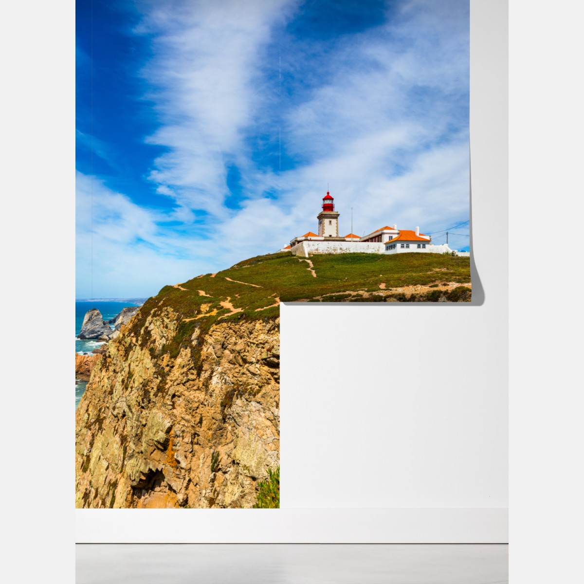 Fototapeta latarnia morska na klifach Cabo da Roca – Wallissimo® Fototapeta latarnia morska na klifach Cabo da Roca – Wallissimo®