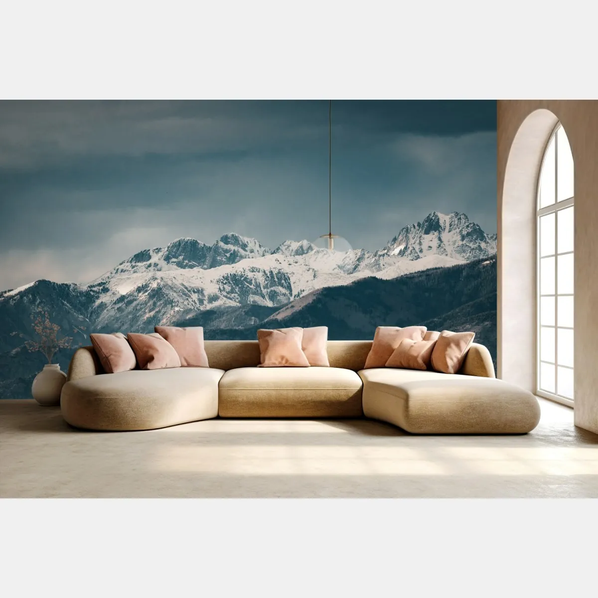 Fototapeta wydmy pustyni pod zaśnieżonymi szczytami – Wallissimo® Fototapeta wydmy pustyni pod zaśnieżonymi szczytami – Wallissimo®