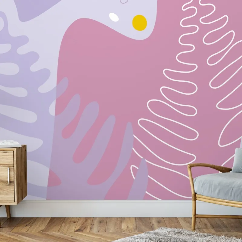 Wall mural soft pastel botanical abstract