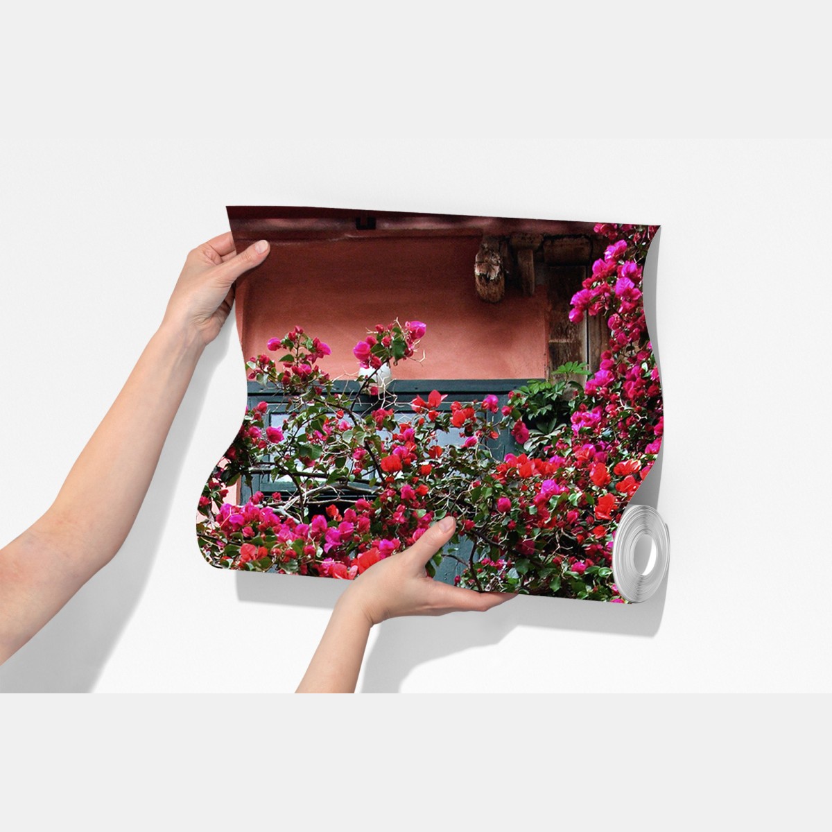 Fototapeta schody z bugenwillą i zielenią – Wallissimo® Fototapeta schody z bugenwillą i zielenią – Wallissimo®