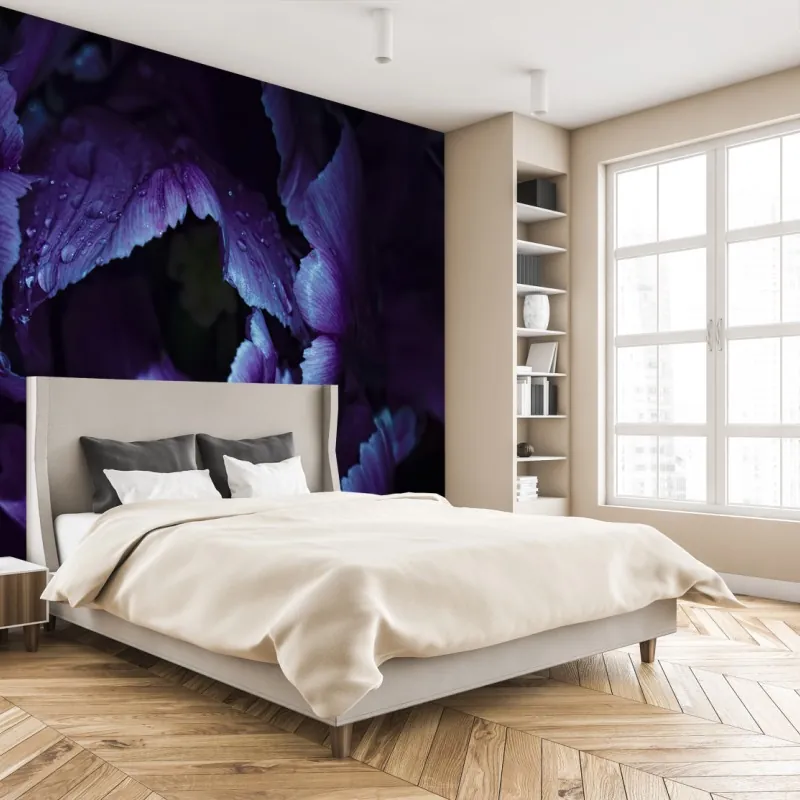 Wall mural purple tulip in ultraviolet glow