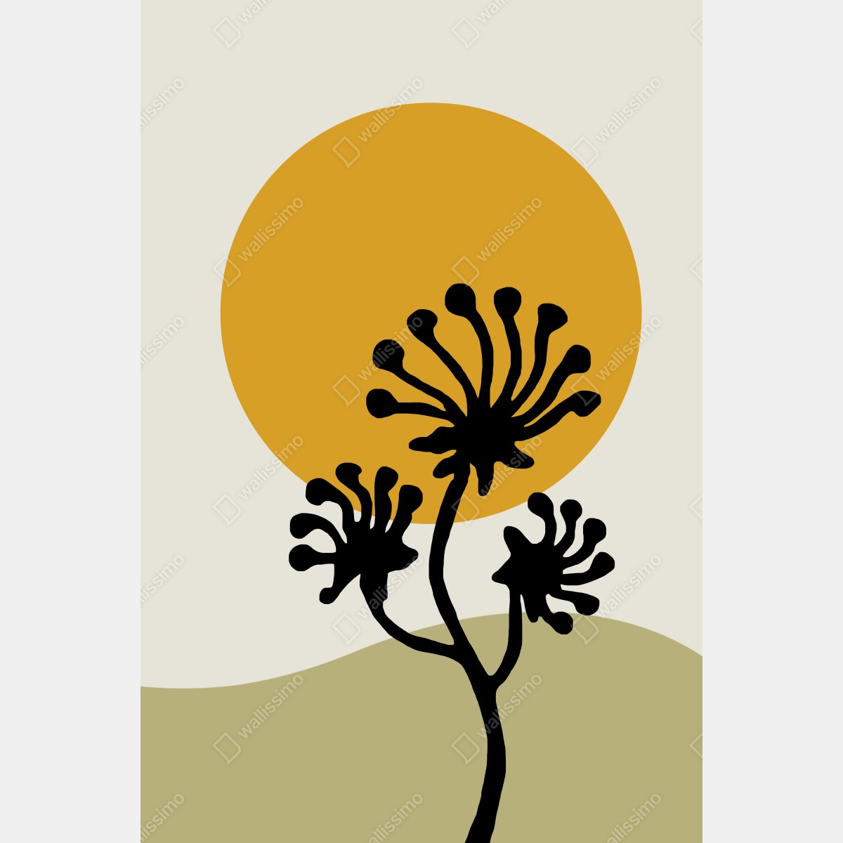 Fototapeta minimalistyczna botaniczna sylwetka ze słońcem – Wallissimo® Fototapeta minimalistyczna botaniczna sylwetka ze słońcem – Wallissimo®