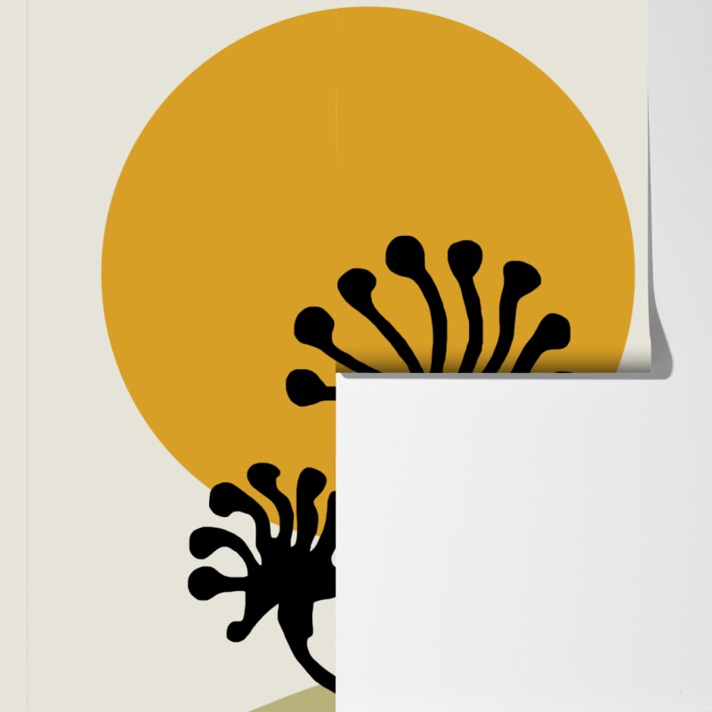 Fototapeta minimalistyczna botaniczna sylwetka ze słońcem – Wallissimo® Fototapeta minimalistyczna botaniczna sylwetka ze słońcem – Wallissimo®