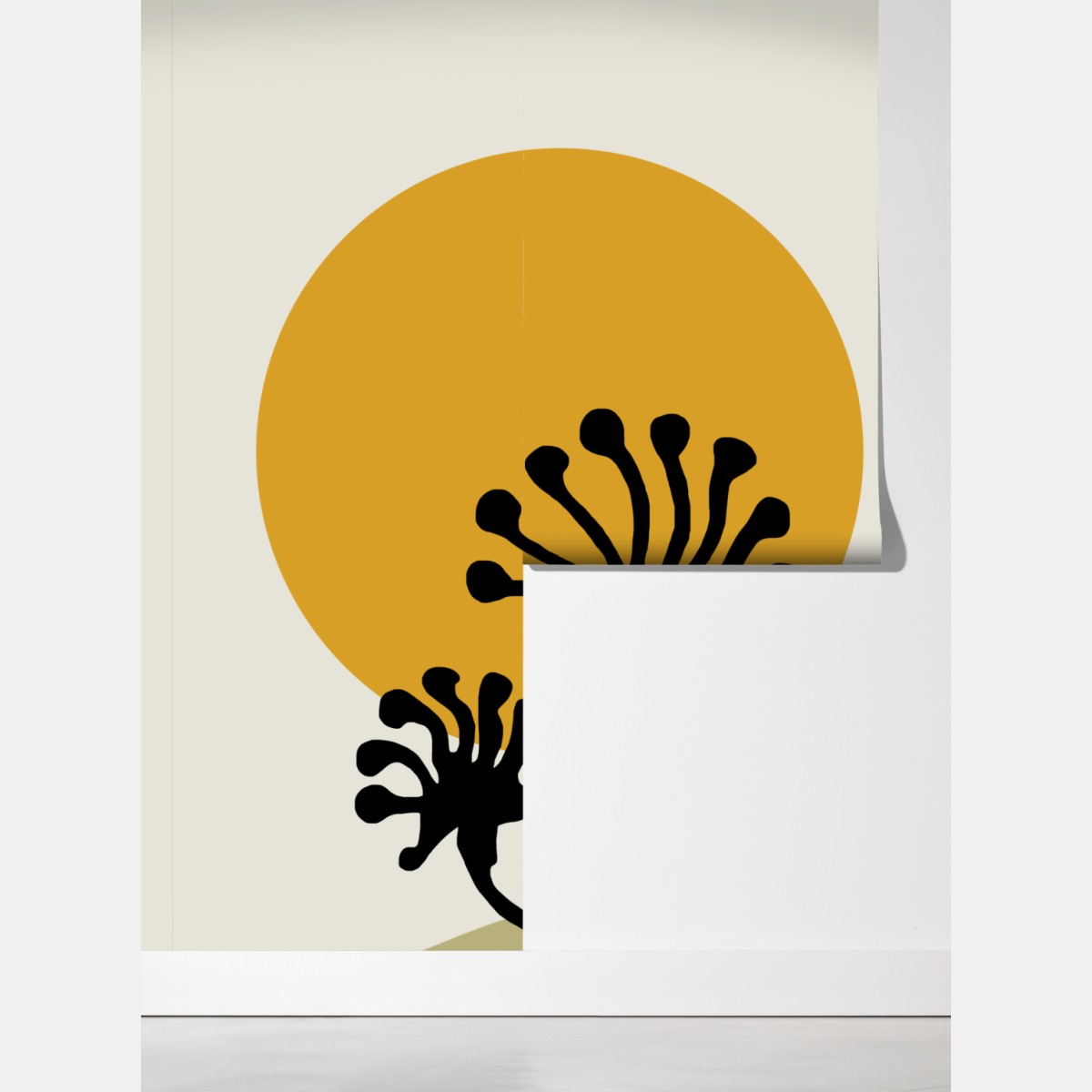 Fototapeta minimalistyczna botaniczna sylwetka ze słońcem – Wallissimo® Fototapeta minimalistyczna botaniczna sylwetka ze słońcem – Wallissimo®