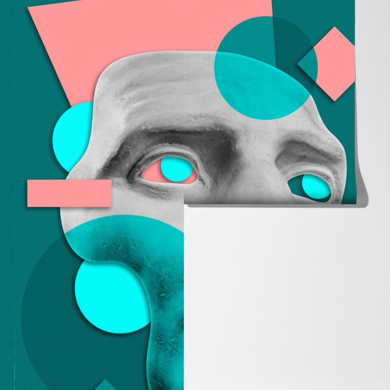 Fototapeta abstrakcyjna klasyczna maska w turkusie i różu – Wallissimo® Fototapeta abstrakcyjna klasyczna maska w turkusie i różu – Wallissimo®