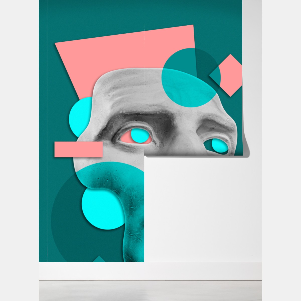 Fototapeta abstrakcyjna klasyczna maska w turkusie i różu – Wallissimo® Fototapeta abstrakcyjna klasyczna maska w turkusie i różu – Wallissimo®